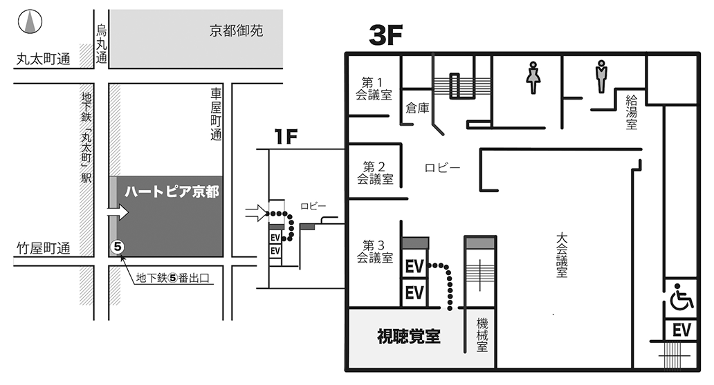 ハートピア京都の略地図